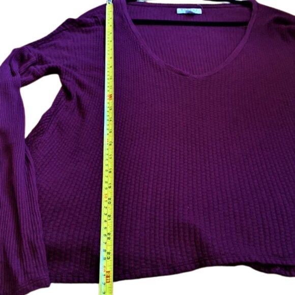 Velvet by Graham & Spencer cozy comfy waffle ribbed long sleeve top tee - Picture 9 of 12